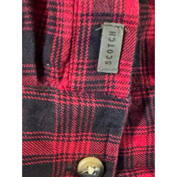 Scotch Soda Men's Red Black Plaid Long Sleeve Button Up Shirt Size XL - Picture 10 of 10